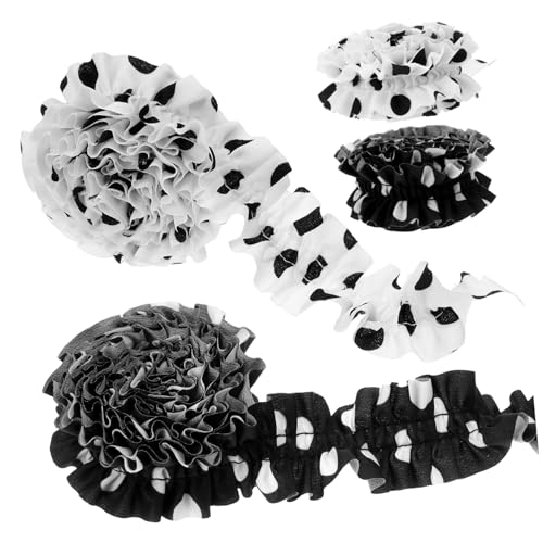 DECORNIJIA 4 Rollen Rüschenspitzen Band Doppelplissiert Chiffon Stoffband Rüsche für Kleidung Nähen DIY Basteln Haarschmuck Mix von DECORNIJIA