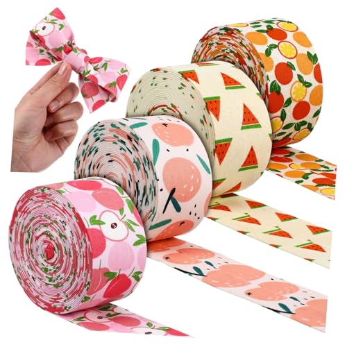 DECORNIJIA 4 Rollen Sommerliches Stoffband mit Fruchtigem Melonenmuster in Verschiedenen Breiten Weiches und Robustes Nylongarn für Geschenkverpackung Blumensträuße und DIY Dekorationen DECORNIJIA 4 Rollen Sommerliches Stoffband mit Fruchtigem Melonenmuster in Verschiedenen Breiten Weiches und Robustes Nylongarn für Geschenkverpackung Blumensträuße und DIY Dekorationen von DECORNIJIA
