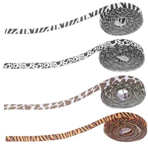 DECORNIJIA 4 Rollen Tiermuster Geschenkband Breit Je mit Tiger Giraffe Zebra Kuh Motiven für DIY Bastelprojekte Geschenkverpackung Geburtstags und Weihnachtsdekoration DECORNIJIA 4 Rollen Tiermuster Geschenkband Breit Je mit Tiger Giraffe Zebra Kuh Motiven für DIY Bastelprojekte Geschenkverpackung Geburtstags und Weihnachtsdekoration von DECORNIJIA