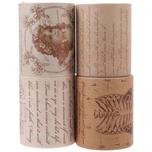 DECORNIJIA 4 Rollen Vintage Washi Tape mit Retro Muster Selbstklebendes Dekoratives Papierband für Scrapbooking DIY Basteln Tagebuchgestaltung Geschenkverpackung DECORNIJIA 4 Rollen Vintage Washi Tape mit Retro Muster Selbstklebendes Dekoratives Papierband für Scrapbooking DIY Basteln Tagebuchgestaltung Geschenkverpackung von DECORNIJIA