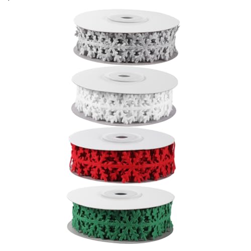 DECORNIJIA 4 Rollen Weihnachtsdekorationsband Geschenkband mit Prägung Schneeflocken Muster Robustes Bastelband für DIY Geschenkverpackung Raum und Kleidungsdekoration Rot Grün Weiß DECORNIJIA 4 Rollen Weihnachtsdekorationsband Geschenkband mit Prägung Schneeflocken Muster Robustes Bastelband für DIY Geschenkverpackung Raum und Kleidungsdekoration Rot Grün Weiß von DECORNIJIA