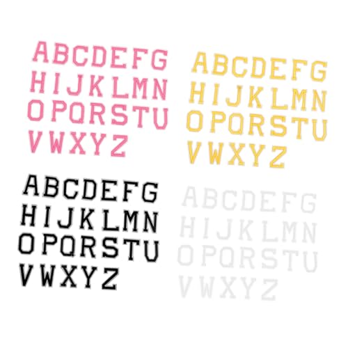 DECORNIJIA 4 Sätze Bunte Englische Buchstaben Patches zum Aufbügeln DIY Applikationen Bestickte Flicken für Kleidung Rucksäcke Schuhe zum Reparieren und Verzieren von DECORNIJIA