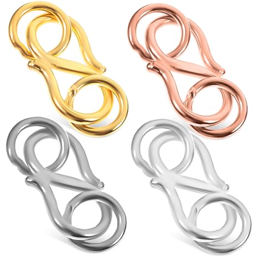 DECORNIJIA 4 Stück Halskettenverschluss S haken Schmuckverschluss mit Geschlossenen Sprungringen Antiallergisch Vielseitig für Damen Ketten Armbänder und DIY Schmuckherstellung von DECORNIJIA