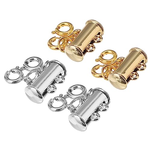 DECORNIJIA 4 Stück Magnetische Anschlussschnalle Doppelt Halsketten Schmuck Schichtung Vergoldet Geschichtet Herstellung Crimpen Anhängerverschluss Halskette Abstandshalter Zubehör Stapel von DECORNIJIA