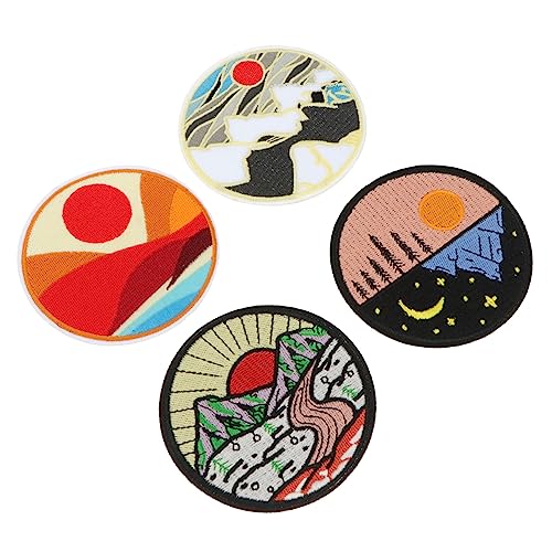 DECORNIJIA 4 Stück Runde Bestickte Stoffflicken zum Aufnähen Dekorative Applikationen für Schuhe Hüte Taschen Kleidung Farbintensive Reparatur und Design Patches von DECORNIJIA
