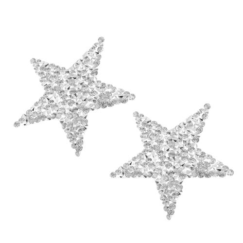 DECORNIJIA 4 Stück Silberne Stern Applikationen zum Aufbügeln Selbstklebend aus Hochwertigem Dekorative Patches für Kleidung zum Reparieren und Verzieren von Jeans Jacken DIY Projekte von DECORNIJIA