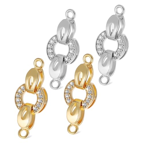 DECORNIJIA 4 Stück Teiliges Schmuckverschluss aus Kupfer Gold Silberfarben Langlebig und Einfach zu Handhabende Verschlüsse für Armband und Halskette für DIY Schmuckherstellung und Reparatur DECORNIJIA 4 Stück Teiliges Schmuckverschluss aus Kupfer Gold Silberfarben Langlebig und Einfach zu Handhabende Verschlüsse für Armband und Halskette für DIY Schmuckherstellung und Reparatur von DECORNIJIA