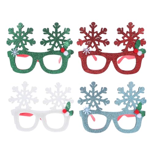 DECORNIJIA 4stücke Weihnachts-party-brillenrahmen Mit Glitzer-schneeflocken-brillenrahmen Urlaubsbrillen Weihnachts-party-brillen Für Urlaubsdekorationen Foto-requisiten von DECORNIJIA