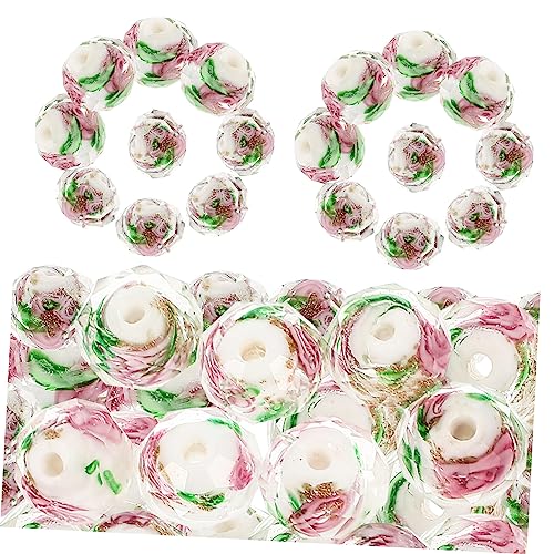 DECORNIJIA 40 Stück Blumenglasperlen Armbänder farbige Perlen für klein handmade anhänger pearl necklace Perlenarmband DIY-Zubehör Basteln Sie lose Perlen armband DIY perlen Rosa von DECORNIJIA