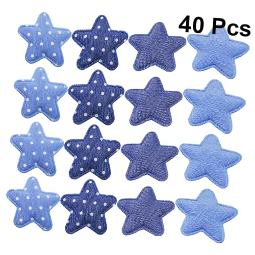 DECORNIJIA 40 Stück Bügelflicken Jeans Stern Patches zum Aufbügeln Dekorative DIY Stoffapplikationen für Kleidung Rucksack Schuhe Langlebige Reparatur und Individuelle Zufällige Farbe von DECORNIJIA