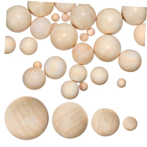 DECORNIJIA 40 Stück Holzkugeln Unlackierte Holzperlen für DIY Projekte Runde Dekokugeln Massivem Holz Verschiedene für Bastelarbeiten und Schmuckgestaltung von DECORNIJIA