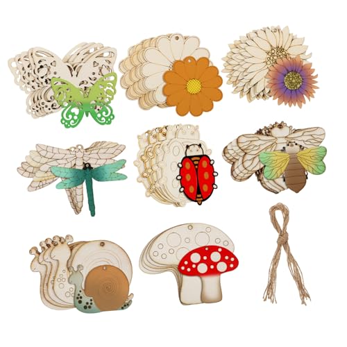 DECORNIJIA 40 Stück Teiliges Naturbelassene Holzanhänger Blumen Insekten Vielseitige DIY Holzbastelplatten mit Juteschnur Detaillierte Holzscheiben zum Bemalen und Aufhängen für Kreative DECORNIJIA 40 Stück Teiliges Naturbelassene Holzanhänger Blumen Insekten Vielseitige DIY Holzbastelplatten mit Juteschnur Detaillierte Holzscheiben zum Bemalen und Aufhängen für Kreative von DECORNIJIA