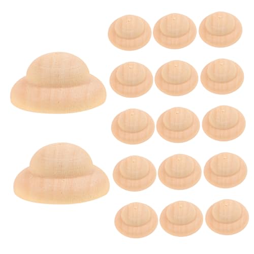 DECORNIJIA 40 Stück Teiliges Unbemalter Holzpuppen Hüte DIY Holzfiguren Zubehör Glatte Oberfläche Leicht und Langlebig für Kreativprojekte und Dekoration von DECORNIJIA