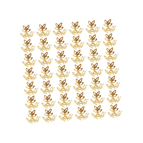 DECORNIJIA 400 Stück Dreiblätterblumenhalterzubehör Abstandshalter Blumenschmuckzubehör filigrane Blütenperlenkappen Perlen-Kit hohl Schmuck Blume Abstandshalter Blumenperlen-Endkappen Golden von DECORNIJIA