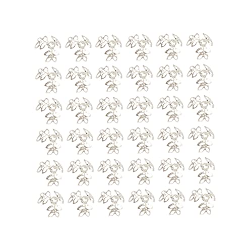 DECORNIJIA 400 Stück Schmuckzubehör Perlenkappen Filigran Herstellung Reiz Ohrringe Machen Material Schmuckkappen Ergebnisse Blume Charme Abstandshalter Hohl Schmuck Perlen Machen Silber von DECORNIJIA