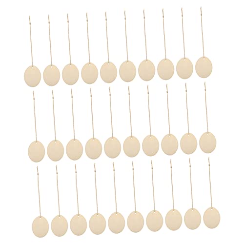 DECORNIJIA 40Stücke DIY Ostern Anhänger Unbemalte Holzscheiben für Bastelprojekte für Ostern Dekoration Bemalbar und Anpassbar zum Aufhängen an Türen von DECORNIJIA