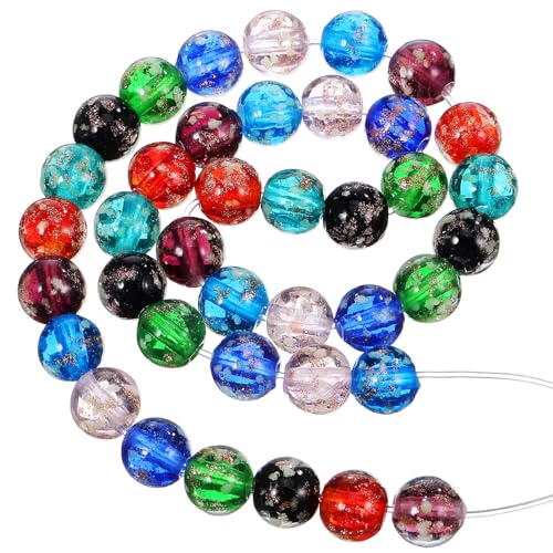 DECORNIJIA 40Stücke Glasperlen im Dunkeln Leuchtend Große Knisterperlen für Schmuck und Basteln in Verschiedenen Farben von DECORNIJIA