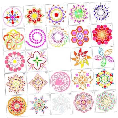 DECORNIJIA 44 Stück Mandala Schablonen Wiederverwendbare Malvorlagen für Diy Projekte für Erwachsene Designs Designs mit Malwerkzeuge und Zeichnungen von DECORNIJIA