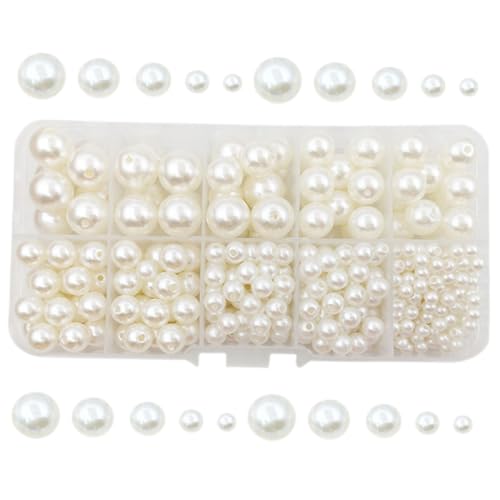 DECORNIJIA 440 Stück Kleine Weiße Abs Perlen für Armbänder Leichte Schmuckperlen für DIY Halsketten Ohrringe Langlebige Runde Perlen zum Auffädeln und Basteln von Schmuckaccessoires von DECORNIJIA