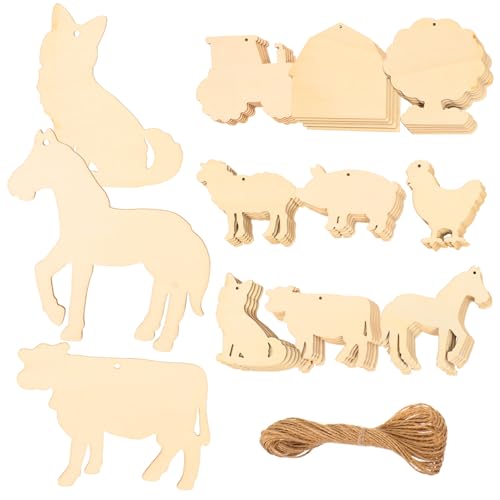 DECORNIJIA 45 Stück Teiliges DIY Holzscheiben Bauernhof Thema Unlackierte Holzplatten mit Leichte Bemalbare Holzanhänger für Kinderbasteln Kreative Holzverzierung für Wand und Türdeko DECORNIJIA 45 Stück Teiliges DIY Holzscheiben Bauernhof Thema Unlackierte Holzplatten mit Leichte Bemalbare Holzanhänger für Kinderbasteln Kreative Holzverzierung für Wand und Türdeko von DECORNIJIA