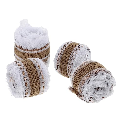 DECORNIJIA 4Rollen Spitzenbesatz Dekoband für Hochzeiten Hochwertigem Jute mit Romantischem für DIY Projekte und Kreative Bastelideen DECORNIJIA 4Rollen Spitzenbesatz Dekoband für Hochzeiten Hochwertigem Jute mit Romantischem für DIY Projekte und Kreative Bastelideen von DECORNIJIA