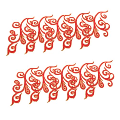 DECORNIJIA 5 Paare Gestickter Stoffaufnäher Stickerei-blumenapplikation Aufnäher Mit Blumenstickerei Blume Patches Zum Aufnähen Aufnäher Mit Blumenapplikation Polyester Rot von DECORNIJIA
