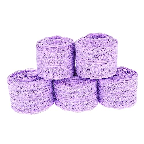 DECORNIJIA 5 Rollen 45 Cm Spitze Band Für Die Kranzherstellung Rosa Schleife Bastelbänder Aus Jutespitze Spitzenband Spitze Zum Basteln Perlenvorhänge Für Türen Polyestergarn Lavender von DECORNIJIA