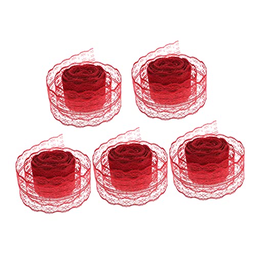DECORNIJIA 5 Rollen 45 cm Spitze ribbon schienbeinschoner tape pailettenband the hatin weißes Band Zeremonie-Kit zum Durchschneiden des Bandes Spitzenband Bänder binden Polyestergarn von DECORNIJIA