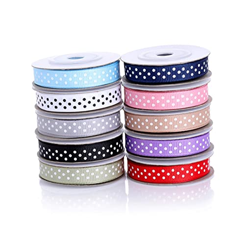 DECORNIJIA 5 Rollen 5 DOT DOT GEILTE trimmen Spitzenband grünes Kräuselband Wickelband kräuseln Medaillenbänder Hochzeitsdeko seidenband Partydekoration Handwerk Verpackungsband Grey von DECORNIJIA