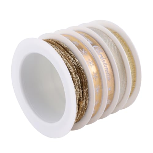 DECORNIJIA 5 Rollen Teiliges Weihnachtsband Gold Dekoratives Geschenkband mit Weihnachtsmotiv Langlebiges Schleifenband für DIY Basteln Party und Geschenkverpackung Festliche Dekoration DECORNIJIA 5 Rollen Teiliges Weihnachtsband Gold Dekoratives Geschenkband mit Weihnachtsmotiv Langlebiges Schleifenband für DIY Basteln Party und Geschenkverpackung Festliche Dekoration von DECORNIJIA