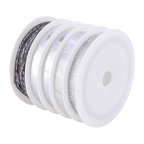 DECORNIJIA 5 Rollen Weihnachtsband Silber Breit Lang Weihnachtsmotiv Geschenkband Dekoband für Geschenke Party DIY Basteln und Weihnachtsbaumdeko DECORNIJIA 5 Rollen Weihnachtsband Silber Breit Lang Weihnachtsmotiv Geschenkband Dekoband für Geschenke Party DIY Basteln und Weihnachtsbaumdeko von DECORNIJIA