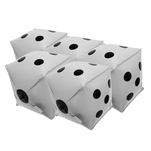 DECORNIJIA 5 Stück Teiliges Aluminiumfolie Würfel Luftballons Weiß Würfelform Partydeko für Spielnacht Themenparty Weihnachtsfeier Spielabend Zubehör von DECORNIJIA