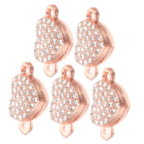 DECORNIJIA 5 Stück Teiliges Herz magnetverschluss Metall für Schmuck DIY Praktische Schmuckverschlüsse für Armbänder und Halsketten Einfache Einhand bedienung Roségoldfarbene von DECORNIJIA
