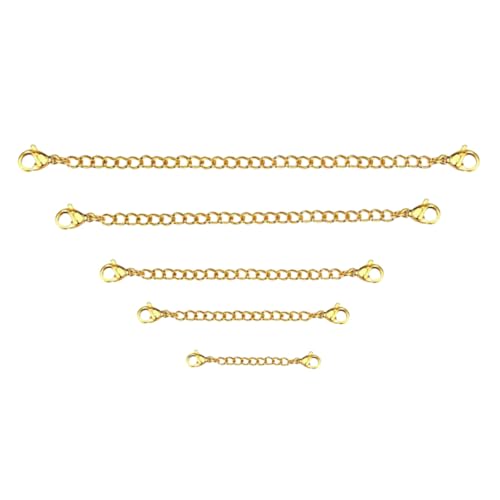 DECORNIJIA 5 Stück Teiliges Verlängerungsketten mit Doppeltem Karabinerverschluss Längen Stabile Schmuckverlängerung für Halsketten und Armbänder für DIY Schmuckherstellung von DECORNIJIA