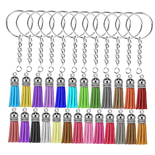 DECORNIJIA 50 Sätze Teiliges DIY Schlüsselanhänger mit Langlebigen Metallringen und Bunten Lederquasten zum Basteln von Individuellen Schlüsselanhängern und Taschenanhängern Zufällige Farbe DECORNIJIA 50 Sätze Teiliges DIY Schlüsselanhänger mit Langlebigen Metallringen und Bunten Lederquasten zum Basteln von Individuellen Schlüsselanhängern und Taschenanhängern Zufällige Farbe von DECORNIJIA