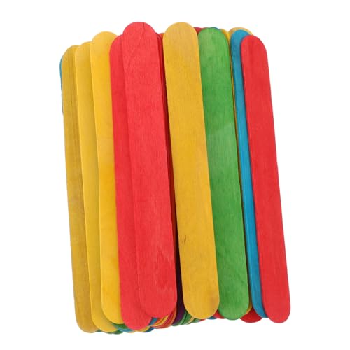 DECORNIJIA 50 Stück Bunte Eisstiele Jumbo und Dicke Holzstäbchen zum Basteln Farbenfrohe Diy Bastelhölzer für Kunstprojekte Lernspielzeug für Motorische Entwicklung von DECORNIJIA
