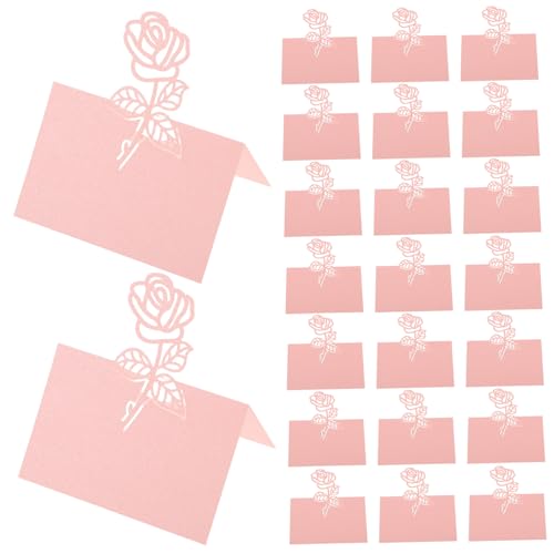 DECORNIJIA 50 Stück Hochzeits Tischkarten mit Floraler Perlmuttrosa Sitzplatzkarten für Namens und Speisetisch Hochzeitsempfangsdekoration Geeignet für Innen und Außenbereiche Romantisches von DECORNIJIA