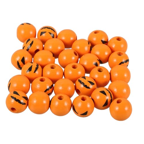 DECORNIJIA 50 Stück Holzperlen Dekoration Halloween Material Lange Charms Bunt Handgefertigt Skelett Rustikales Accessoire DIY Bastelzubehör Sprühlackiert Ovale Perlen von DECORNIJIA