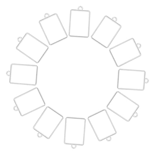 DECORNIJIA 50 Stück Kleine Offene Quadratische Lünette Anhänger aus Legiertem DIY Schmuckzubehör für Epoxidharz Schmuckherstellung Leicht und Vielseitig für Halsketten Armbänder Ohrringe von DECORNIJIA