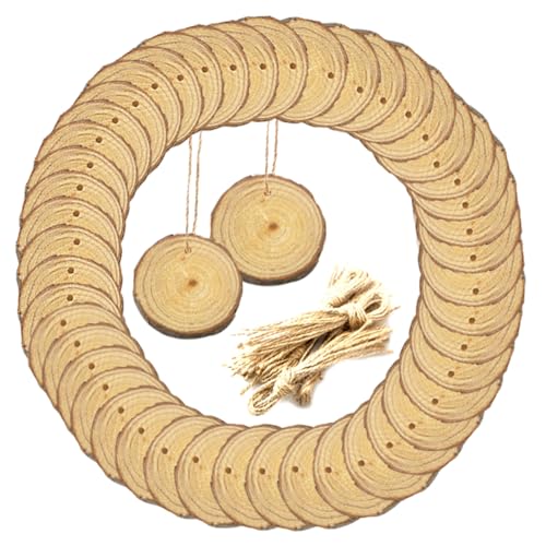 DECORNIJIA 50 Stück Naturholz Diy Dekorative Holzscheiben Kiefer Runde Unvollendete Holzchips für Bastelarbeiten Malerei und Festdekorationen mit Aufhängeschnur DECORNIJIA 50 Stück Naturholz Diy Dekorative Holzscheiben Kiefer Runde Unvollendete Holzchips für Bastelarbeiten Malerei und Festdekorationen mit Aufhängeschnur von DECORNIJIA