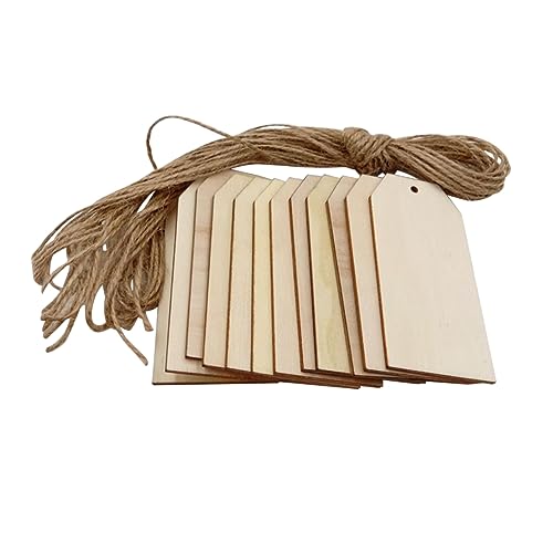 DECORNIJIA 50 Stück Quadratische Holzanhänger mit Leinenschnur Beidseitig Geschliffen DIY Hängende Dekorationen für Geschenke Partys Valentinstag Laden Wanddeko von DECORNIJIA