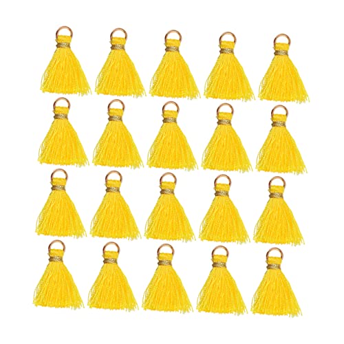 DECORNIJIA 50 Stück Quaste Anhänger Party Schlüsselanhänger Zubehör Reiz Stichworte Jumbo schmuckherstellung schmuck machen Vorhang Tassel DIY Quasten Masse Quasten zum Basteln Rayon Yellow von DECORNIJIA