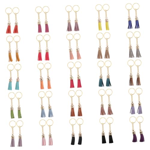DECORNIJIA 50 Stück Teiliges Bunte Lederquasten Schlüsselanhänger DIY Anhänger für Taschen Rucksäcke Autos Modische Langlebige Quaste Bastelaccessoires von DECORNIJIA