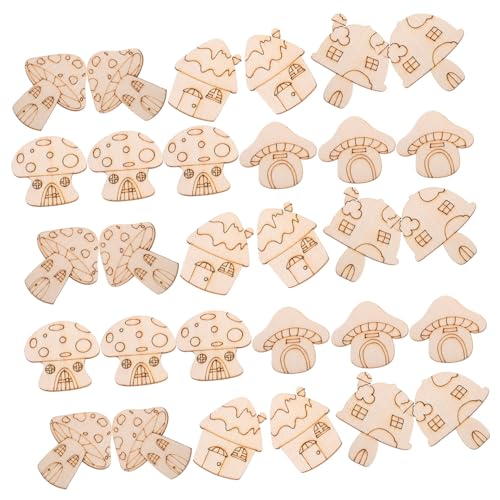 DECORNIJIA 50 Stück Teiliges DIY Holzpilz Große Holzscheiben Naturbelassene Unbemalte Holzplättchen für Bastelarbeiten Scrapbooking Wand und Wohnaccessoires Handliche Holz Deko zum Bemalen von DECORNIJIA