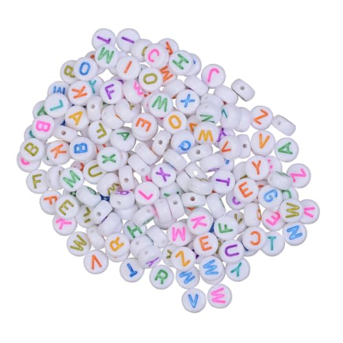 DECORNIJIA 500 Stück Bunte Buchstabenperlen Runde Kunststoff Spacer Perlen zum Auffädeln für Halsketten Armbänder DIY Schmuckherstellung Kreative Bastelperlen von DECORNIJIA