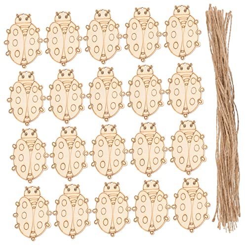 DECORNIJIA 50Sätze DIY Holzausschnitte Käferform Unvollendete Holzscheiben für Bastelprojekte Natürliche Glatte Oberflächen für Dekorieren von DECORNIJIA