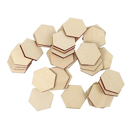 DECORNIJIA 50Stück Sechseckige Holzformen DIY Handwerk Ornamente für Hochzeit und Weihnachten für Bastelprojekte und Dekorationen von DECORNIJIA