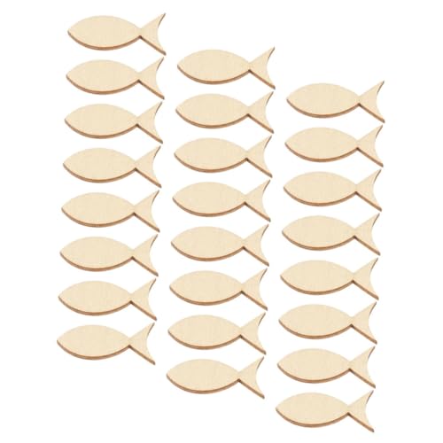 DECORNIJIA 50Stücke Holzfisch Dekoration Unvollendete Fischornamente für Wand und Tischdeko Vielseitige DIY Holzschilder für Strand und Angler Themenverzierungen von DECORNIJIA
