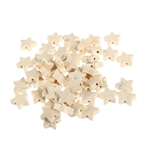DECORNIJIA 50Stücke Holzperlen Fünfzackige Sternperlen für DIY Schmuckherstellung Bastelbedarf für Holzperlen zum Auffädeln für Armbänder von DECORNIJIA