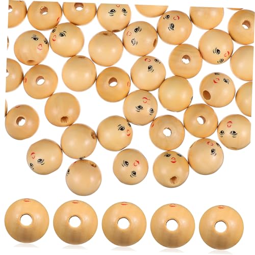 DECORNIJIA 50Stücke Smile Holzperlen Unlackierte Bastelperlen mit Löchern zum Armbänder Basteln Langlebig und Vielseitig Einsetzbar für DIY Projekte von DECORNIJIA